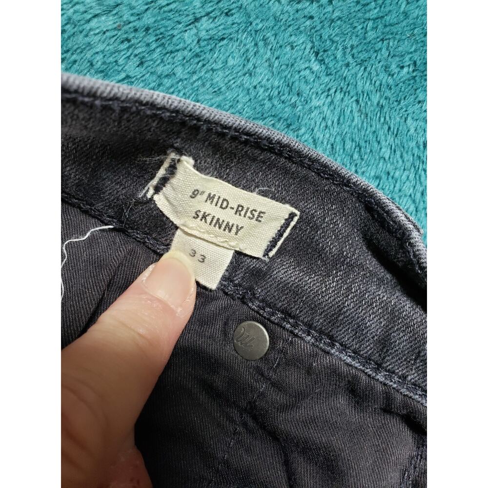 Madewell Jeans Size 33 Womens Black Stretch Pants Dark Denim Mid Rise Skinny - Picture 4 of 13